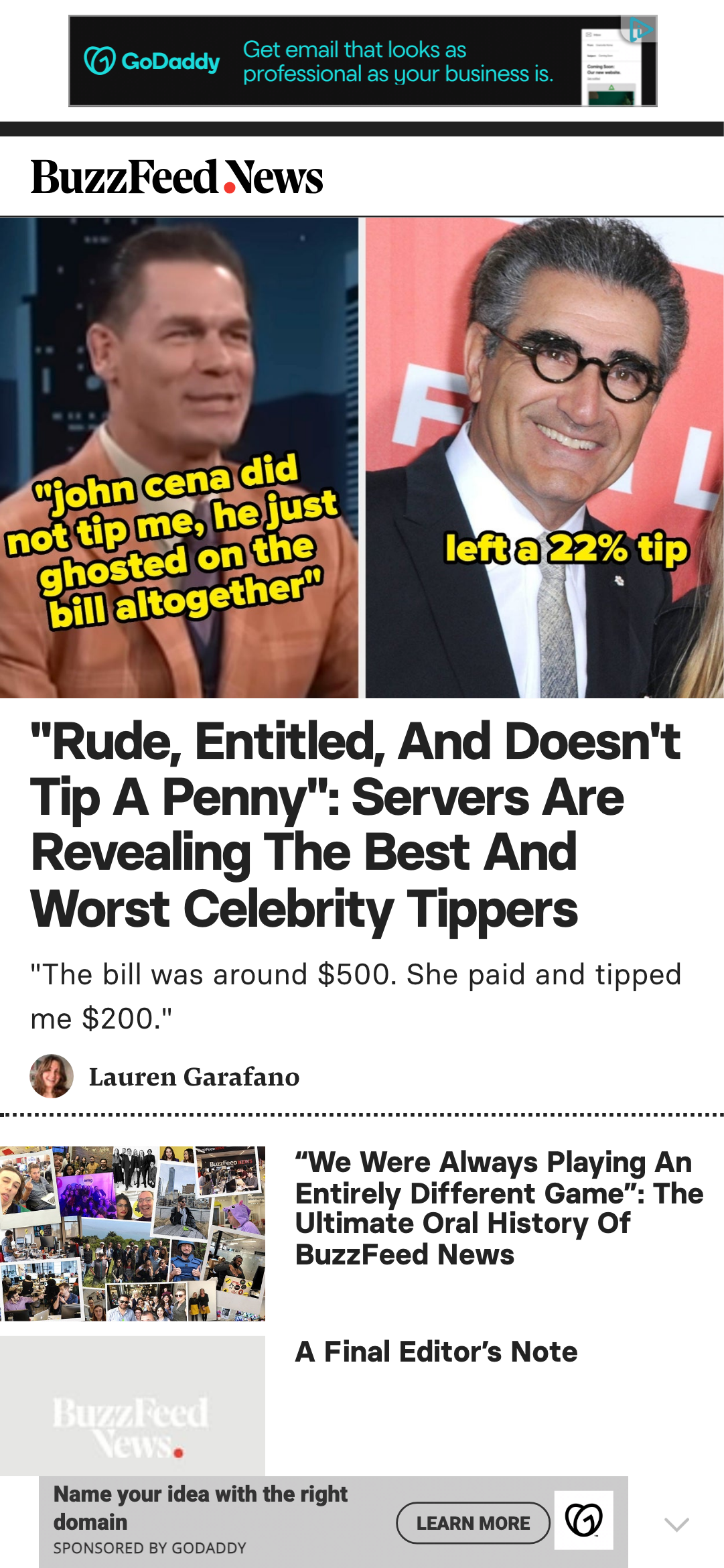 BuzzFeed News homepage screenshot